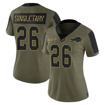 Women's Buffalo Bills Devin Singletary Olive Limited 2021 Salute To Service Jersey By Nike