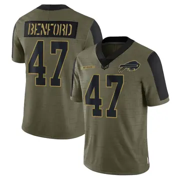 Youth Buffalo Bills Christian Benford Olive Limited 2021 Salute To Service Jersey By Nike
