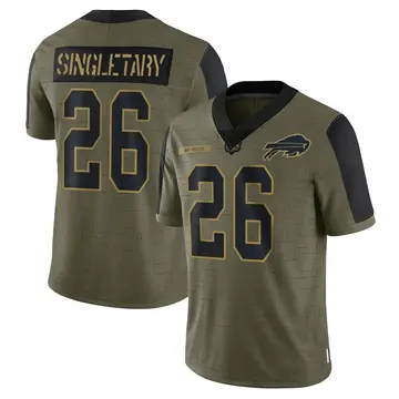 Youth Buffalo Bills Devin Singletary Olive Limited 2021 Salute To Service Jersey By Nike