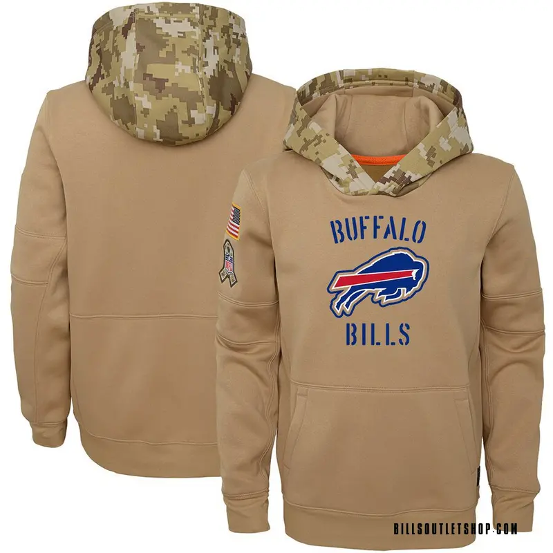 Youth Buffalo Bills Khaki 2019 Salute to Service Therma Pullover Hoodie